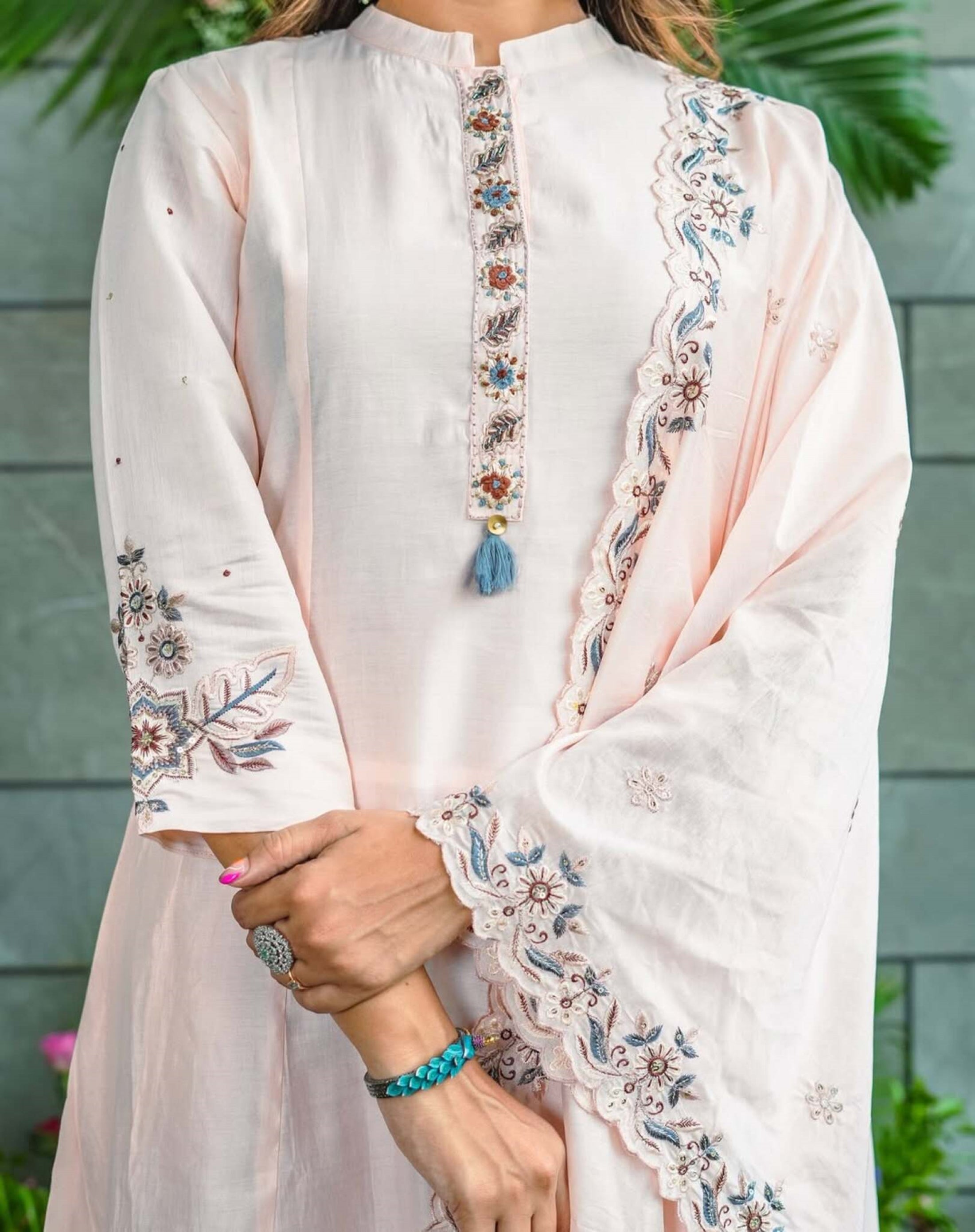 Prepossessing Soft Muslin Cotton Embroidery Suit Set