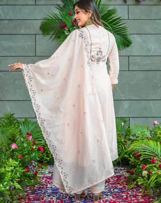 Prepossessing Soft Muslin Cotton Embroidery Suit Set