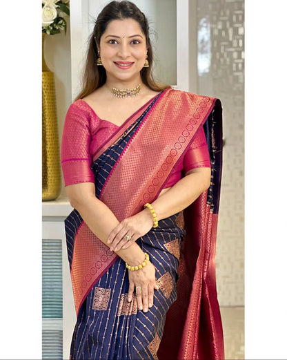 Royal Banarasi Silk Saree With Adorable Blouse Piece