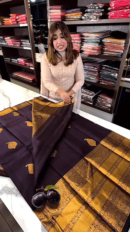 Very Charming Purple Soft Banarasi Silk Saree With Rich Blouse Piece