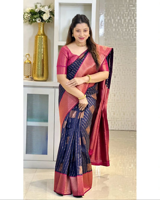 Royal Banarasi Silk Saree With Adorable Blouse Piece