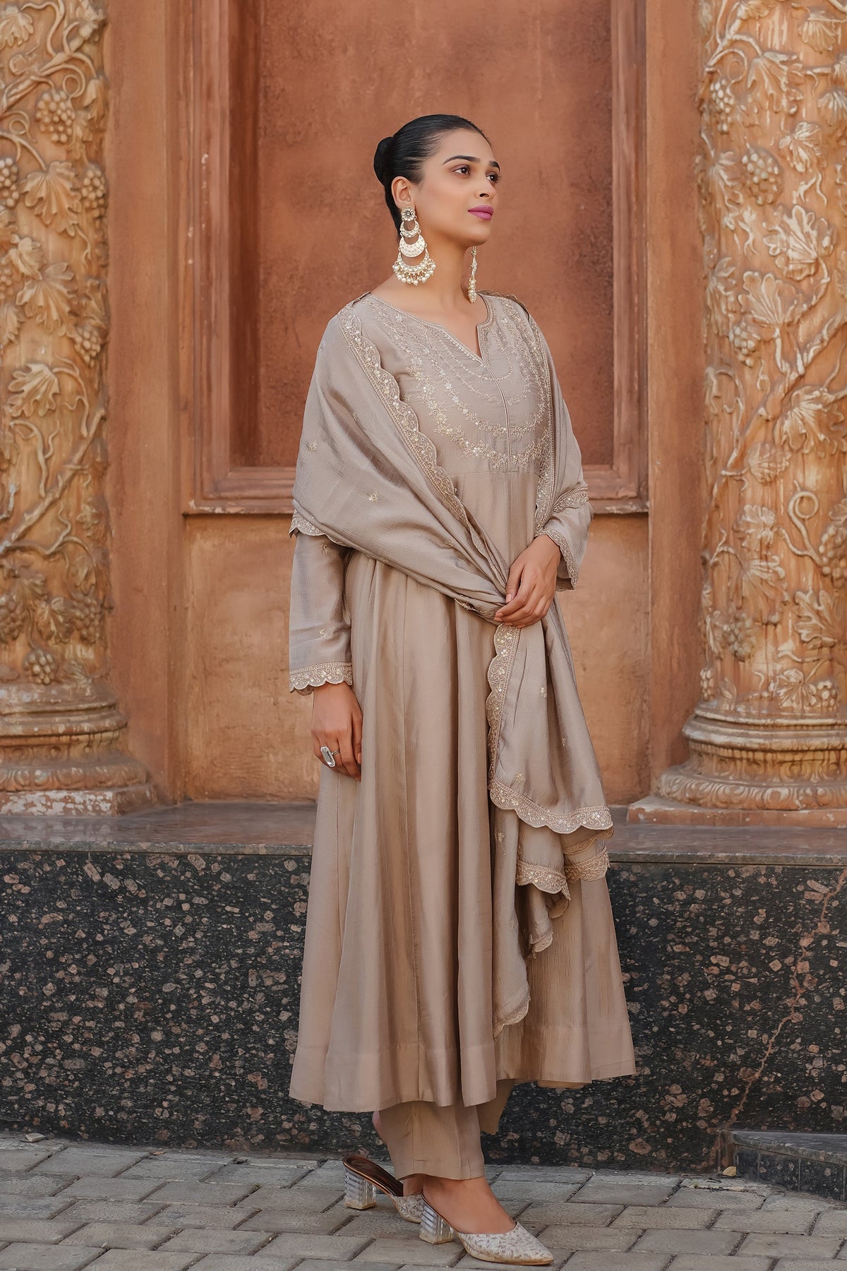 The Amara Edit Anarkali embroidered Suit Set