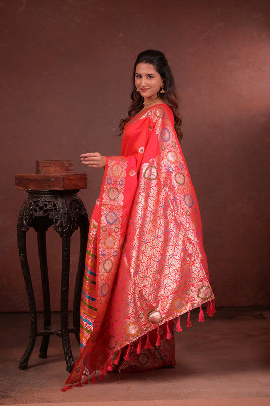 Classic Soft Silk Saree With Zari Weaving & tassels