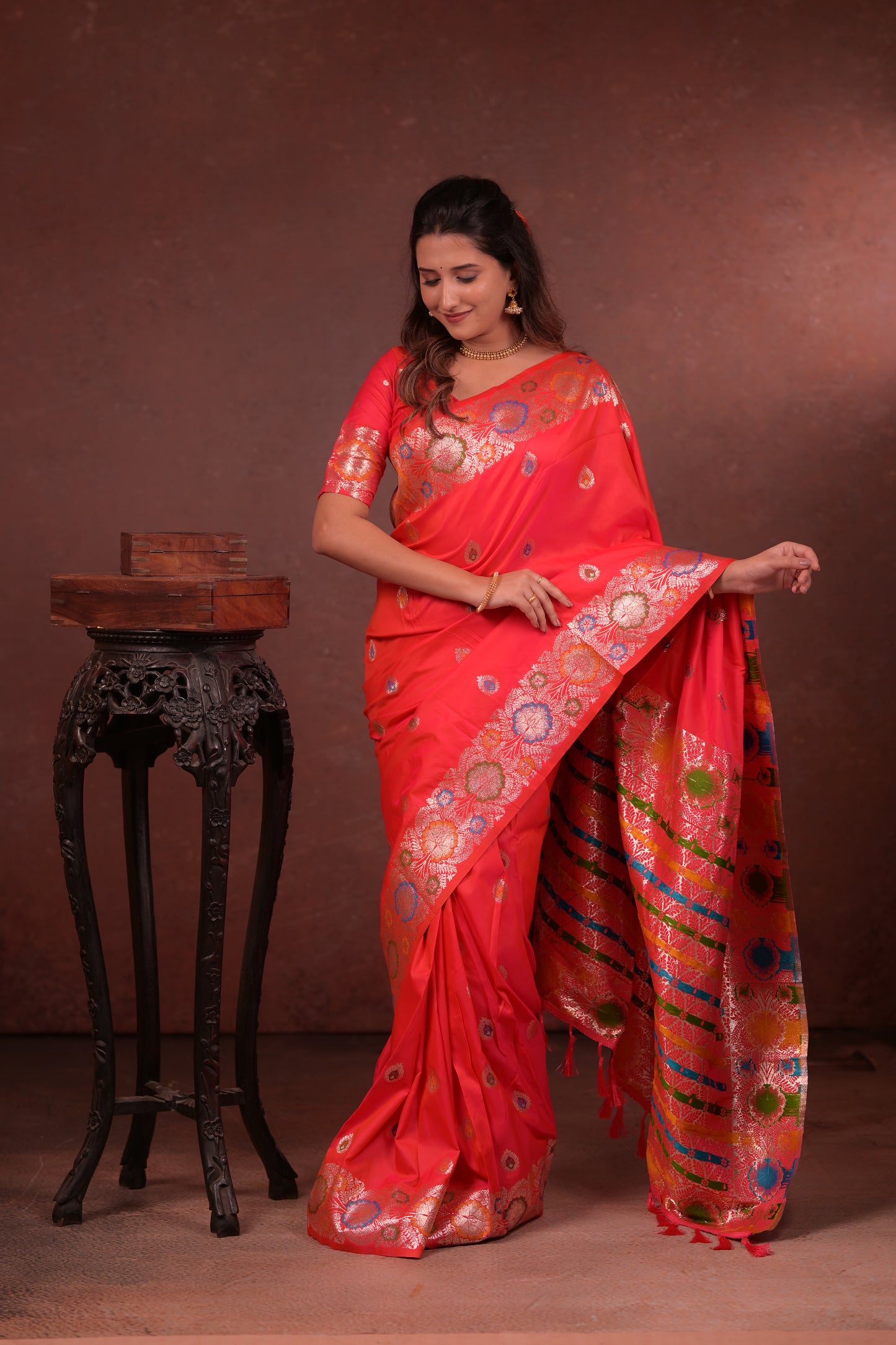 Classic Soft Silk Saree With Zari Weaving & tassels