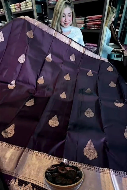 Attractive Purple Soft Banarasi Silk Saree