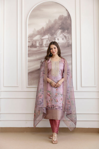 Elegant Viscose Zari Weaving Suit Set