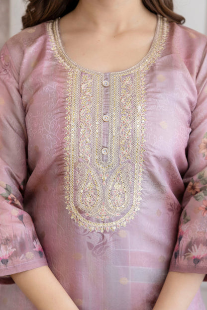 Elegant Viscose Zari Weaving Suit Set