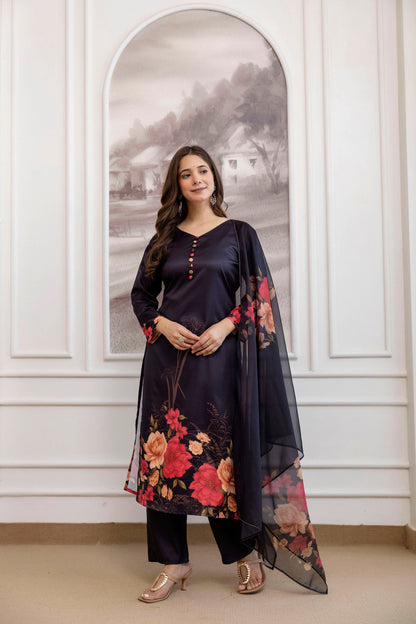 Very Appealing Soft Silk Floral Print Suit Set