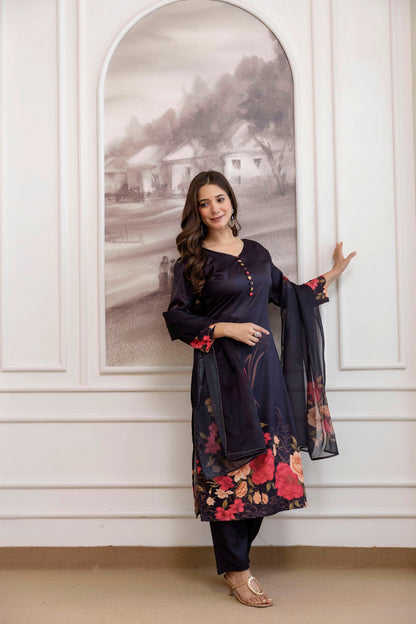 Very Appealing Soft Silk Floral Print Suit Set