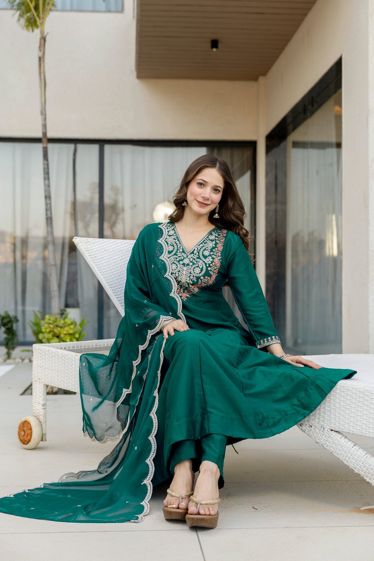 Rang Mahal Embroidered Chinon Anarkali Suit Set