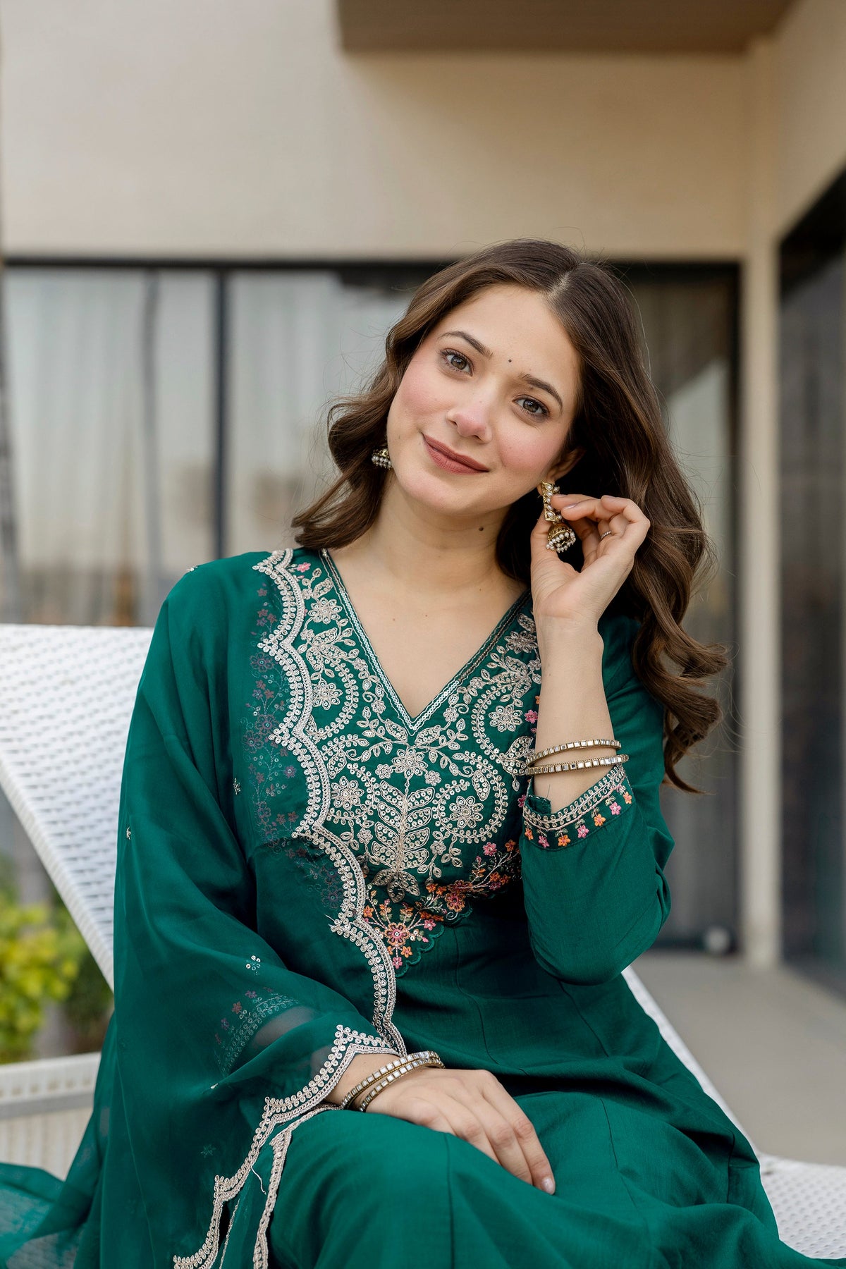 Rang Mahal Embroidered Chinon Anarkali Suit Set