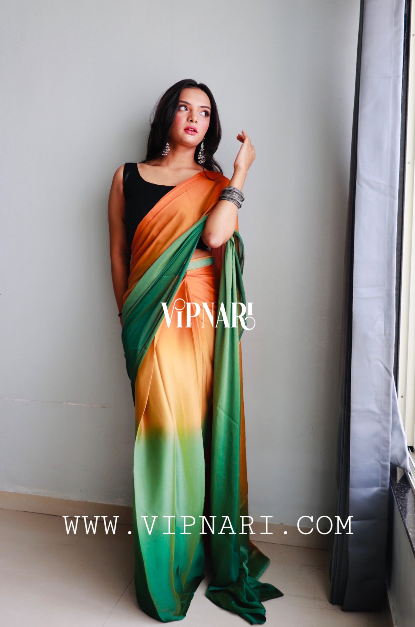 1-min Ready To Wear Saree In Premium Imported Silk With Blouse