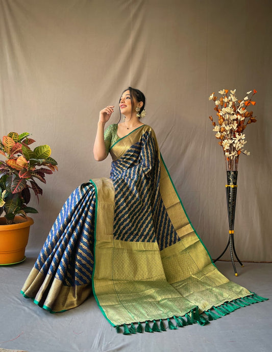 Most Trending Pure Silk Saree In Laheriya Style