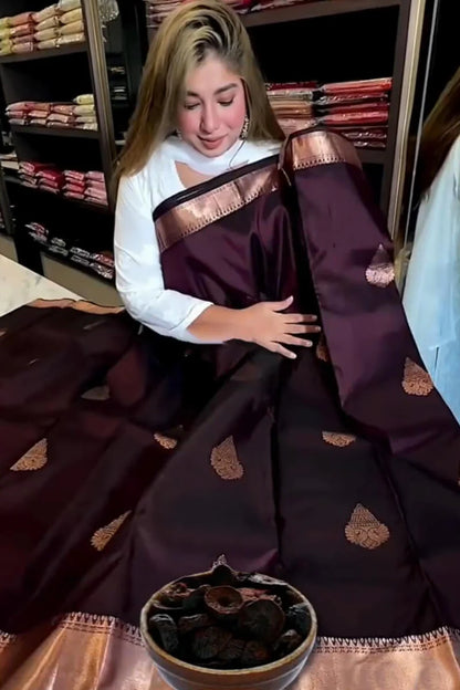 Attractive Purple Soft Banarasi Silk Saree