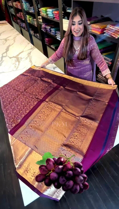 Irresistible Purple Soft Banarasi Silk Saree With Beautiful Blouse Piece