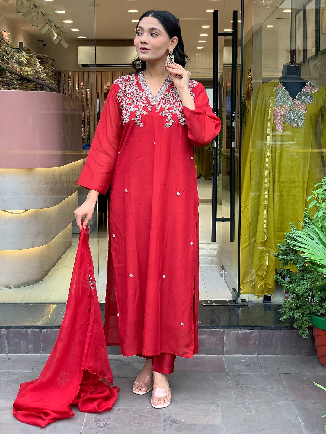 Ravishing Chanderi Silk Emboridery Suit Set