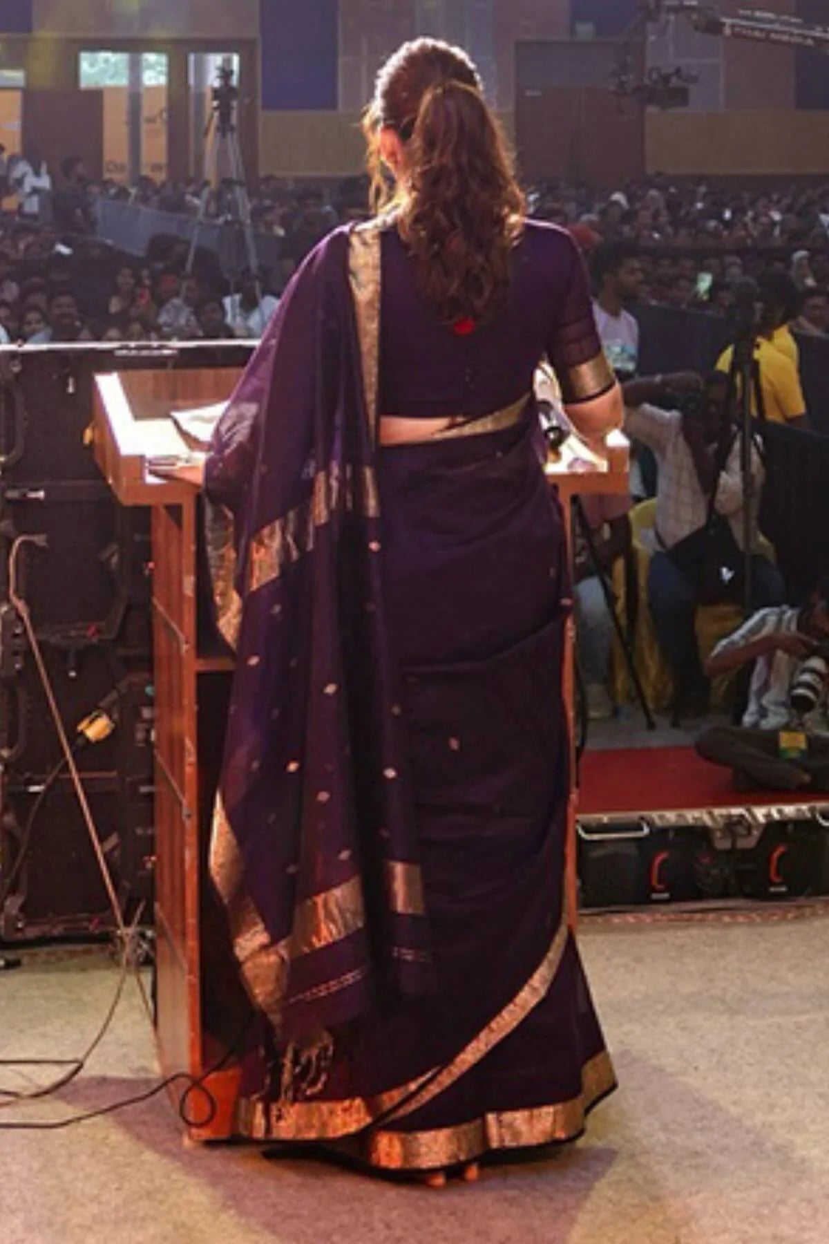 Bollywood Style Purple Cotton Silk Saree With Stunning Blouse Piece