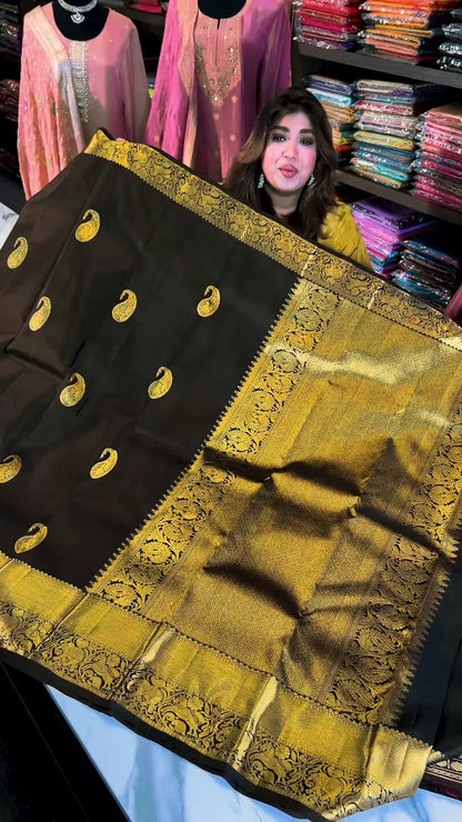 Ravishing Black Soft Banarasi Silk Saree With Glowing Blouse Piece