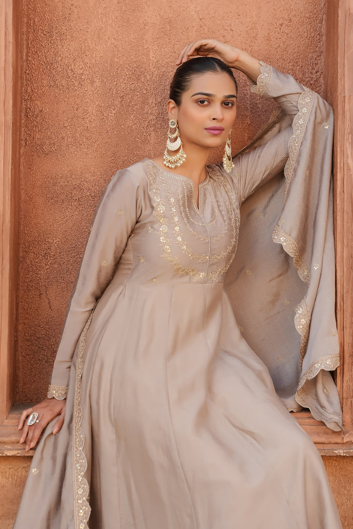 The Amara Edit Anarkali embroidered Suit Set