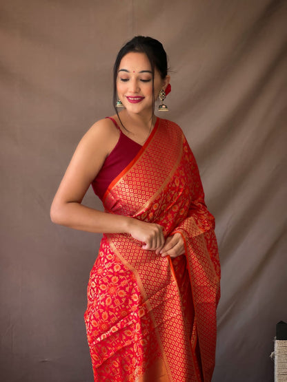 Most Trending Pure Silk Saree In Laheriya Style
