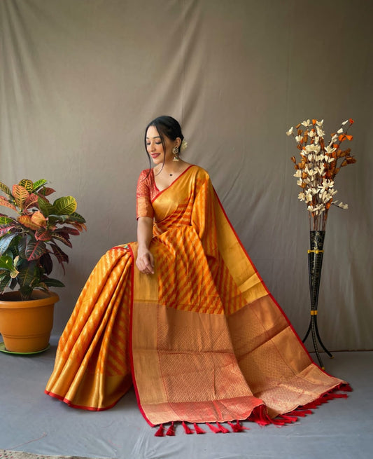 Most Trending Pure Silk Saree In Laheriya Style