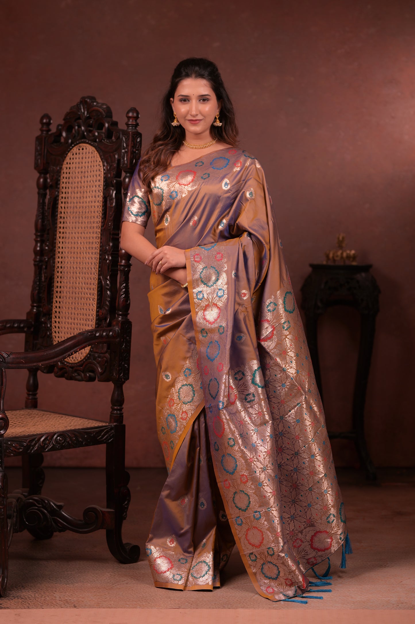 Classic Soft Silk Saree With Zari Weaving & tassels
