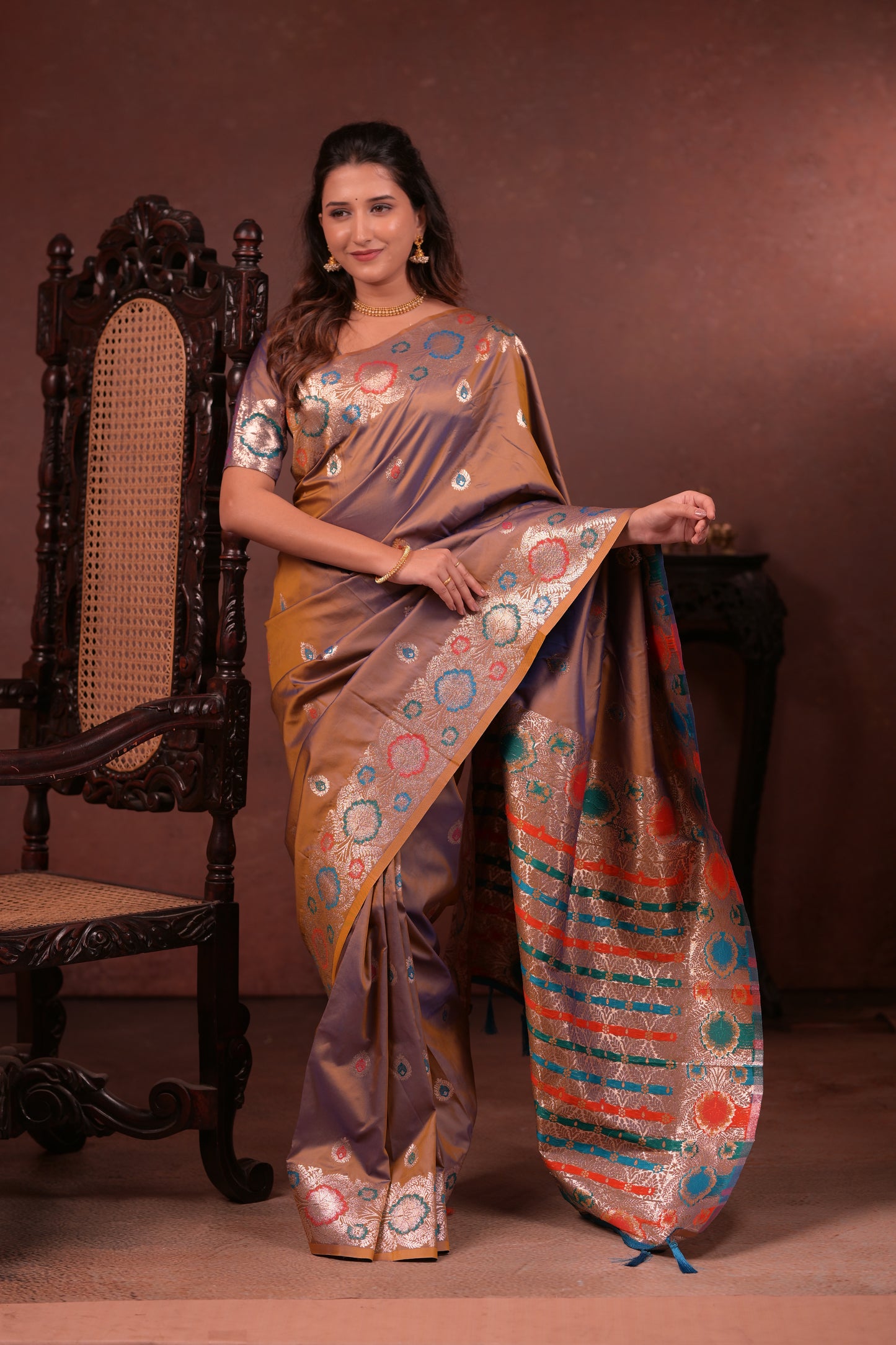Classic Soft Silk Saree With Zari Weaving & tassels