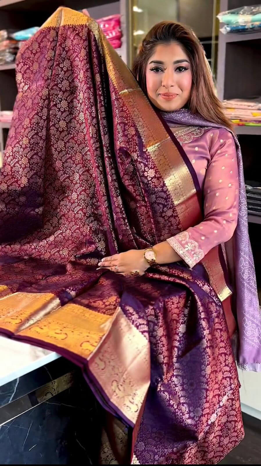 Irresistible Purple Soft Banarasi Silk Saree With Beautiful Blouse Piece