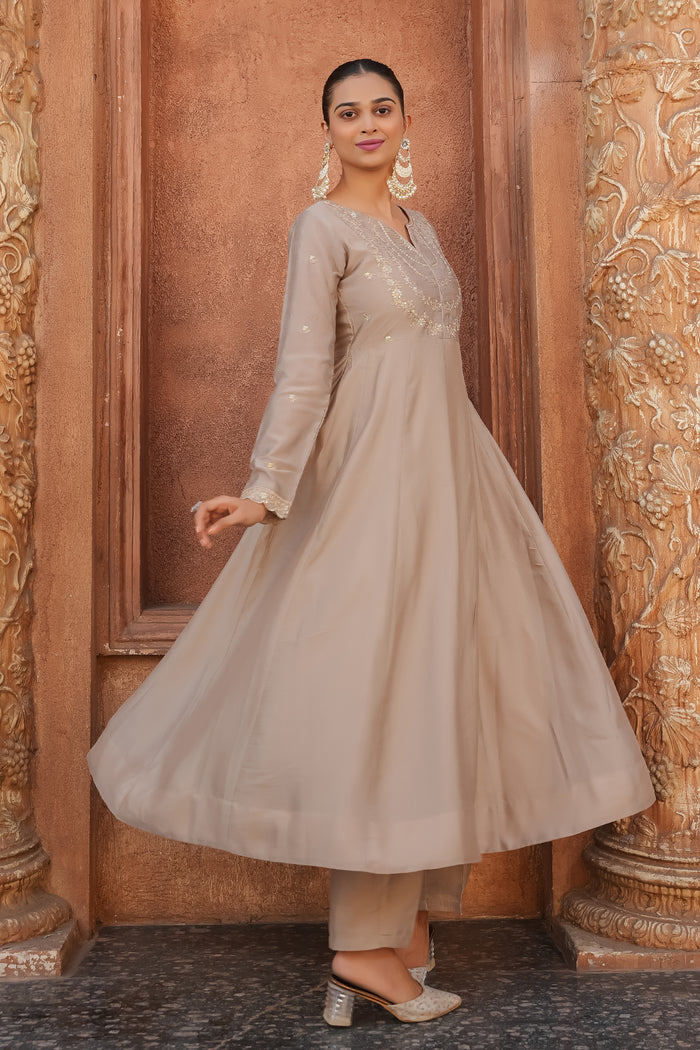 The Amara Edit Anarkali embroidered Suit Set