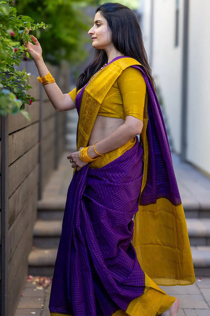 Ravishing Purple Soft Silk Saree With Lovely Blouse Piece