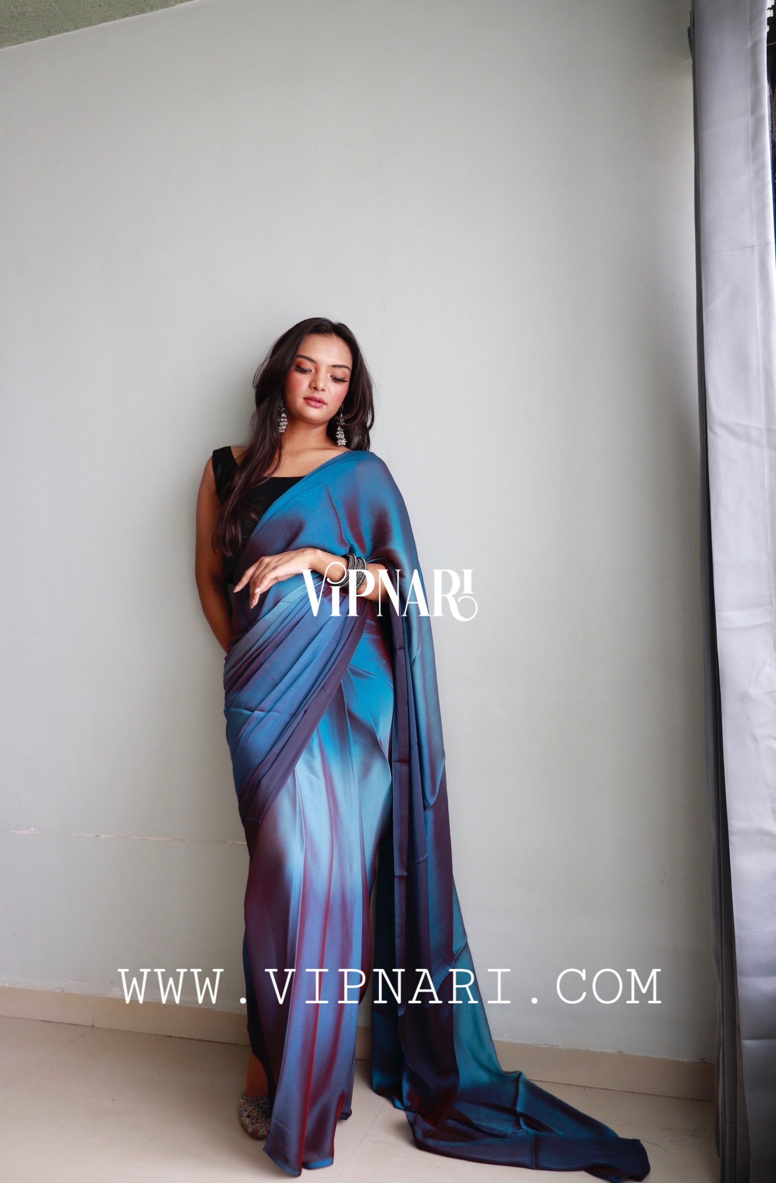 1-min Ready To Wear Saree In Premium Imported Silk With Blouse