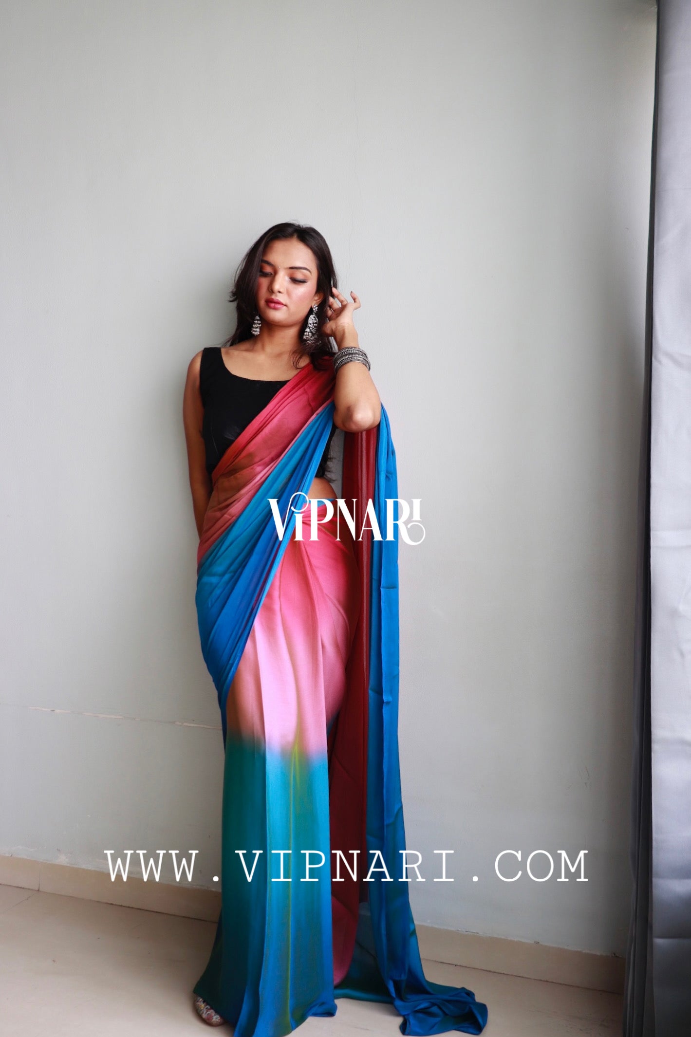 1-min Ready To Wear Saree In Premium Imported Silk With Blouse