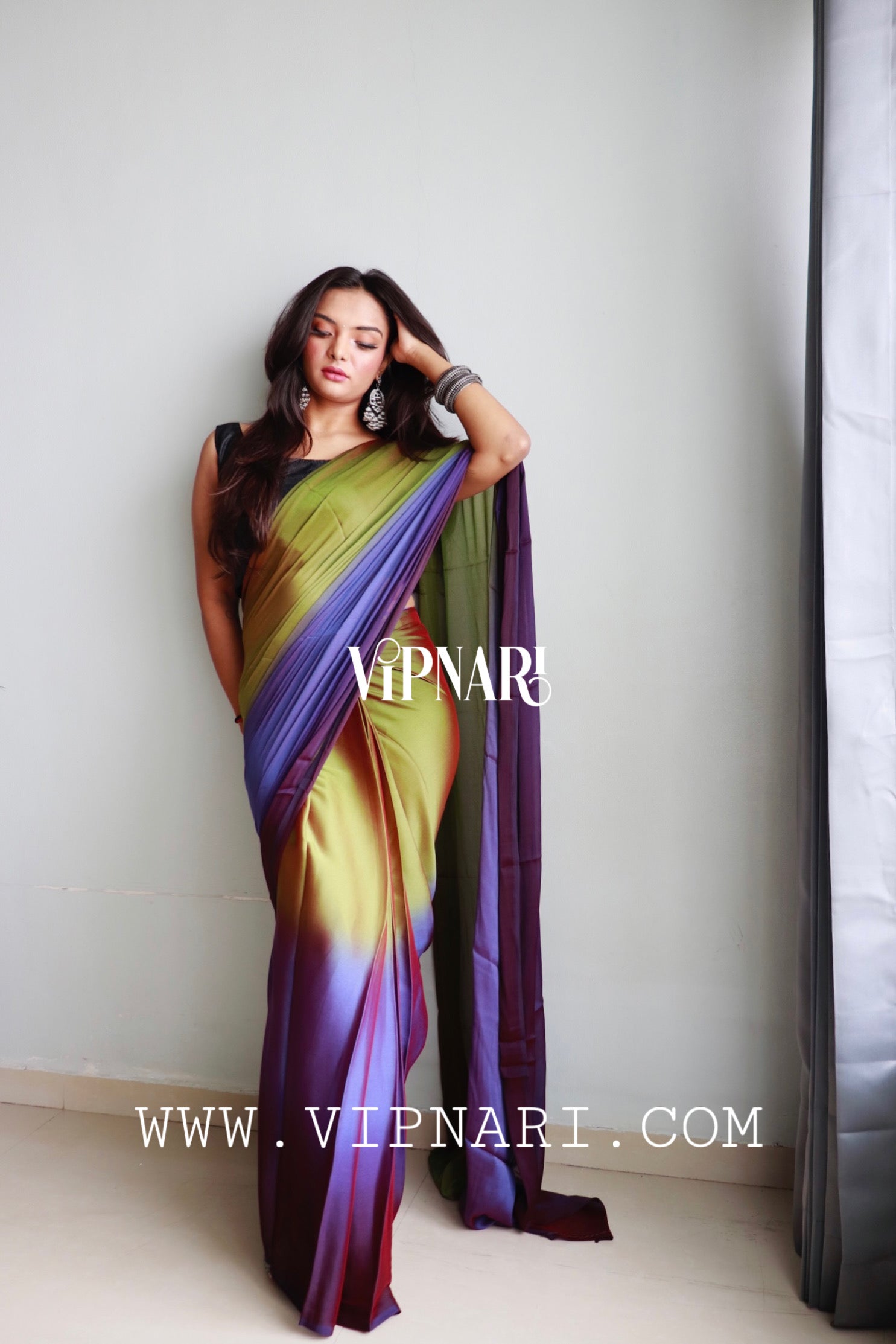 1-min Ready To Wear Saree In Premium Imported Silk With Blouse