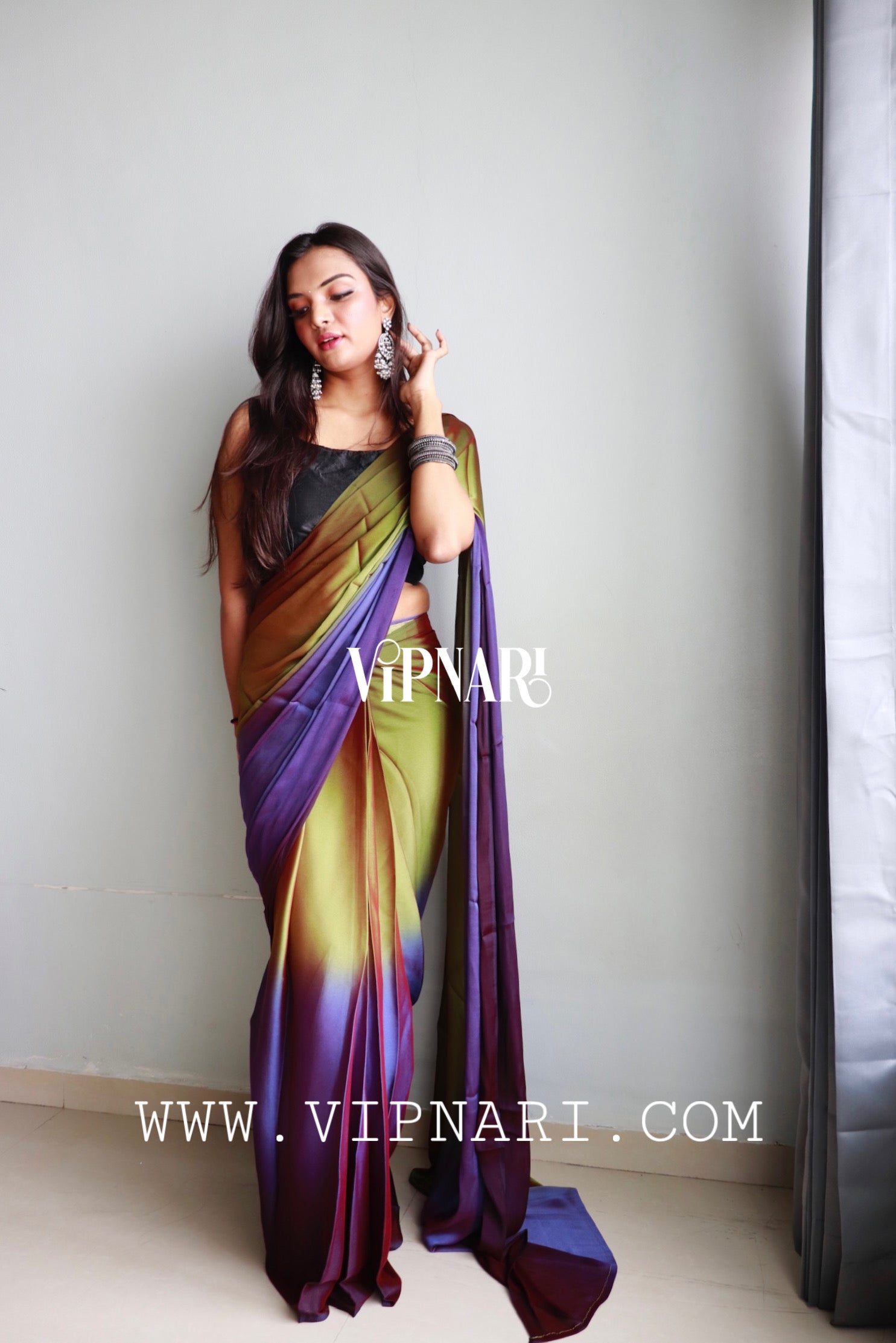 1-min Ready To Wear Saree In Premium Imported Silk With Blouse