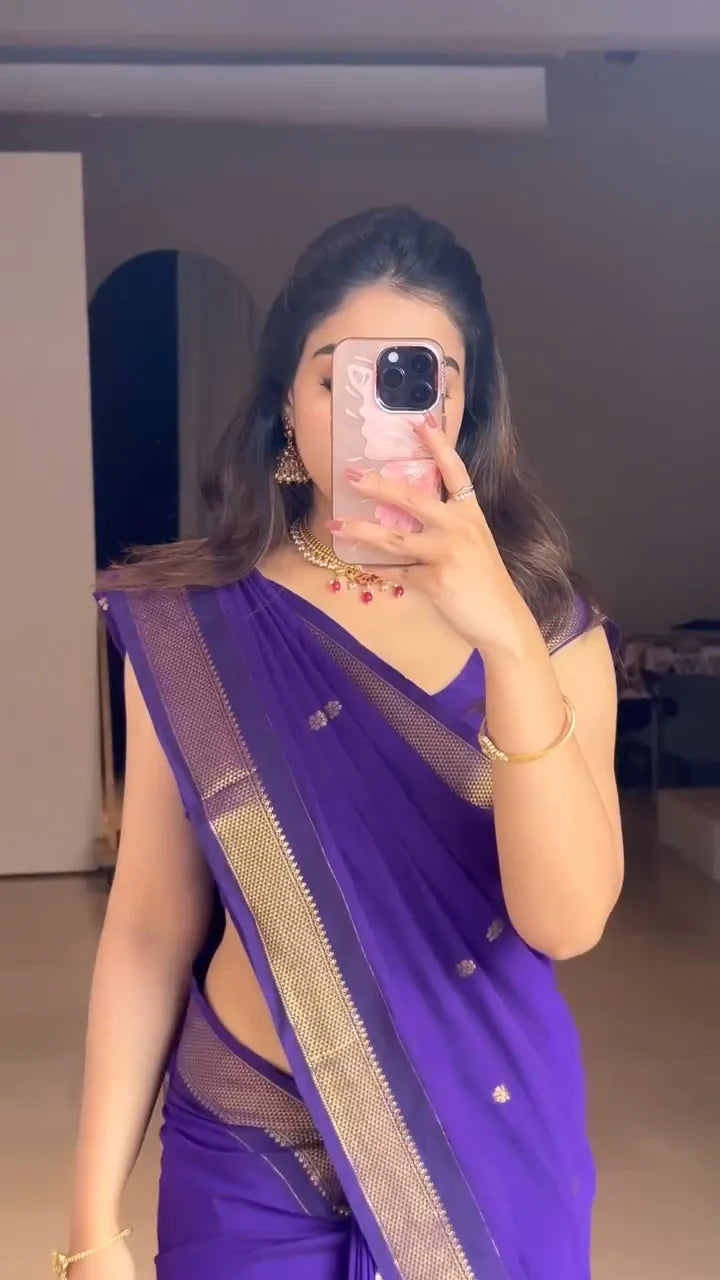 Irresistible Purple Soft Silk Saree With Classic Blouse Piece