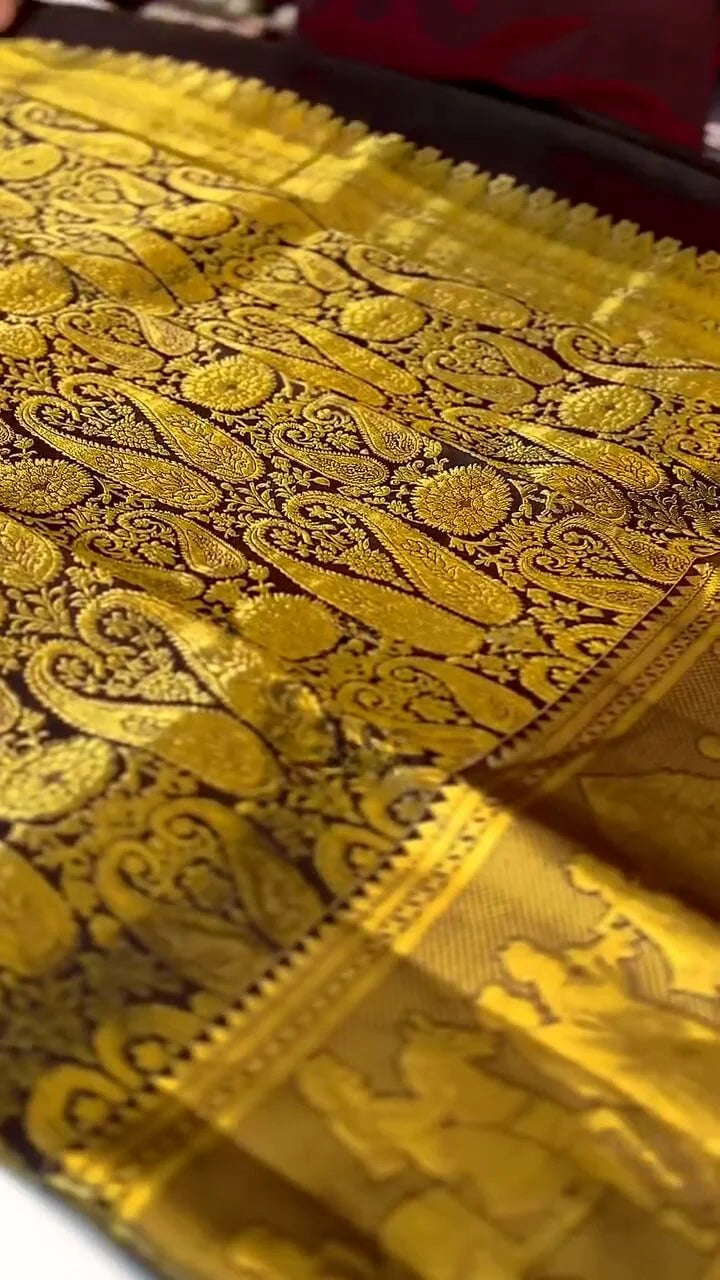 Elegant Brown Soft Banarasi Silk Saree With Beautiful Blouse Piece