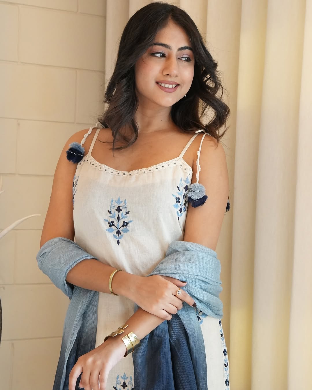 Azure Flora Embroidered Suit Set