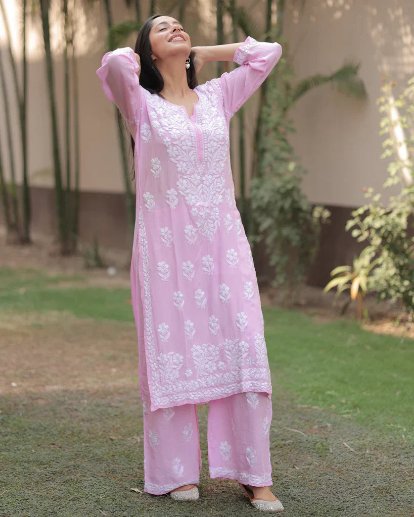 Launching Most Beautiful Designer Chikankari Kurta Plazzo Set