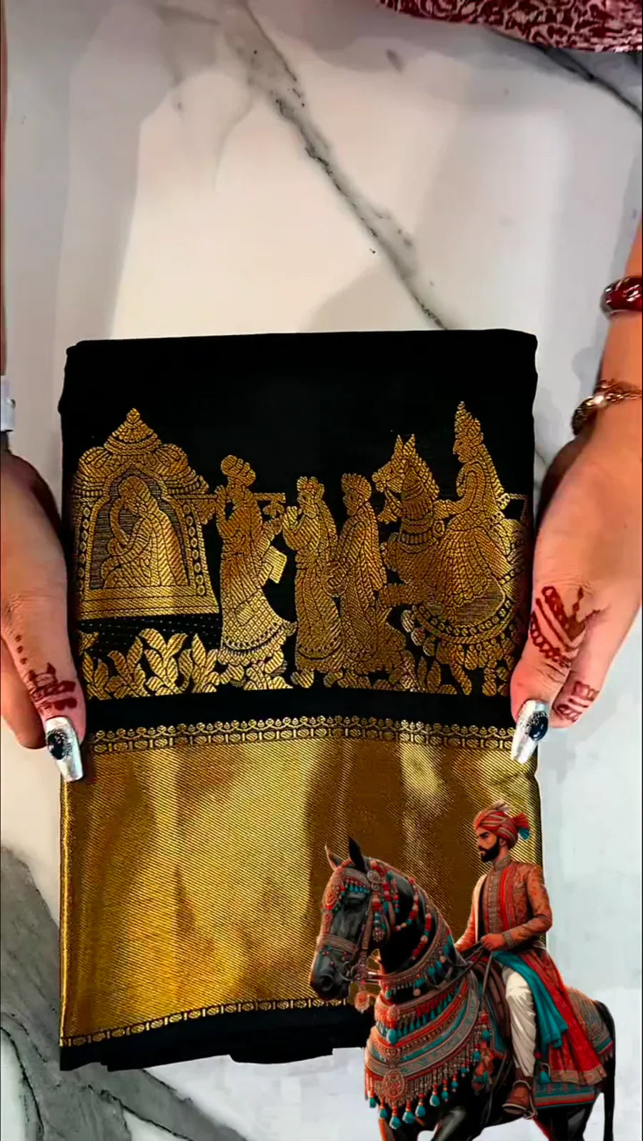 Raja Black Soft silk Saree with Golden Zari Work