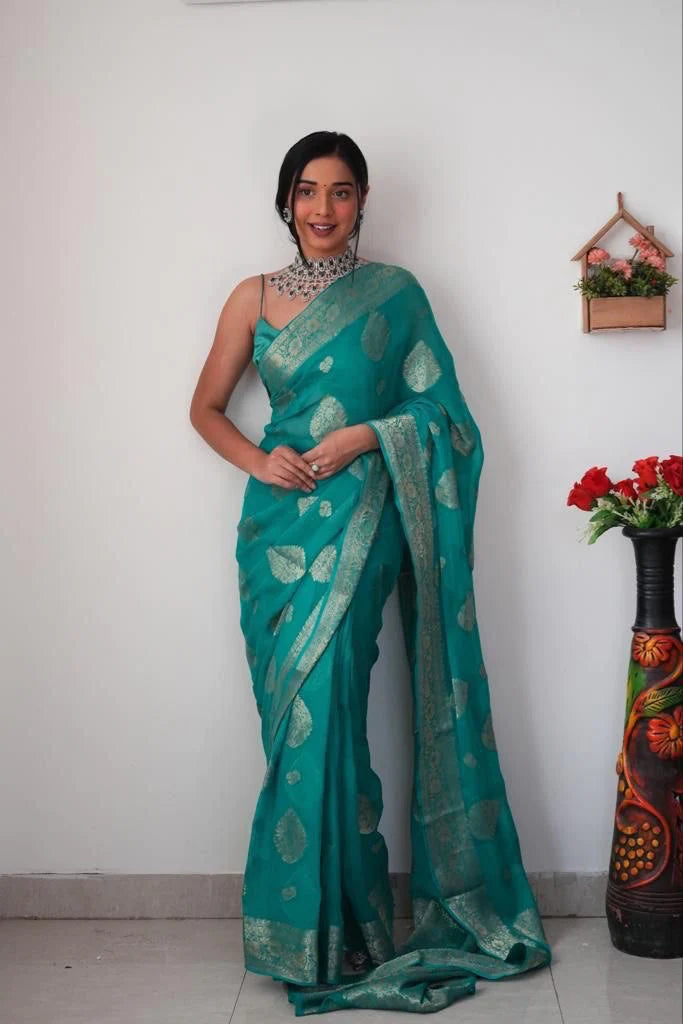 Trending 1 Min Ready To Wear Soft Silk Saree With Blouse