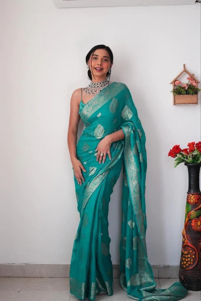 Trending 1 Min Ready To Wear Soft Silk Saree With Blouse