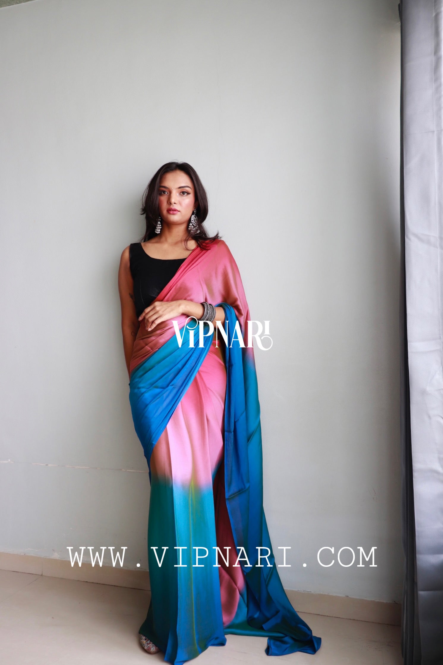 1-min Ready To Wear Saree In Premium Imported Silk With Blouse