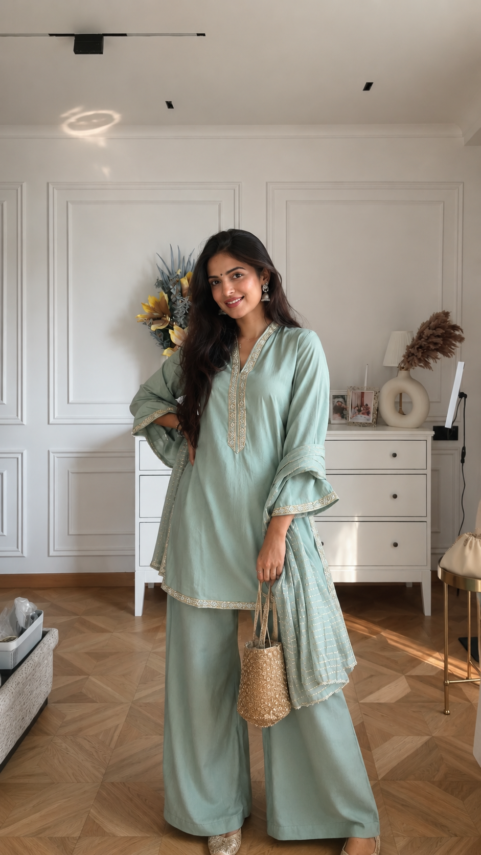 Anvita Heritage Embroidered Kurta Palazzo Set