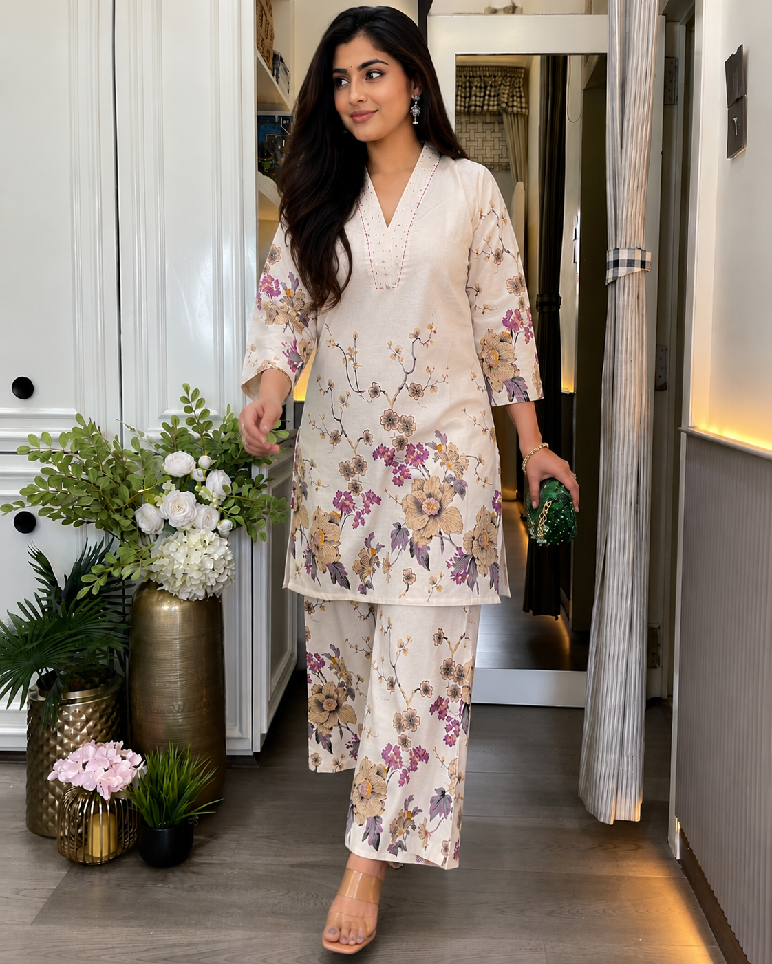 Very Aesthetic Pure Cotton Floral Print Co-ord Set