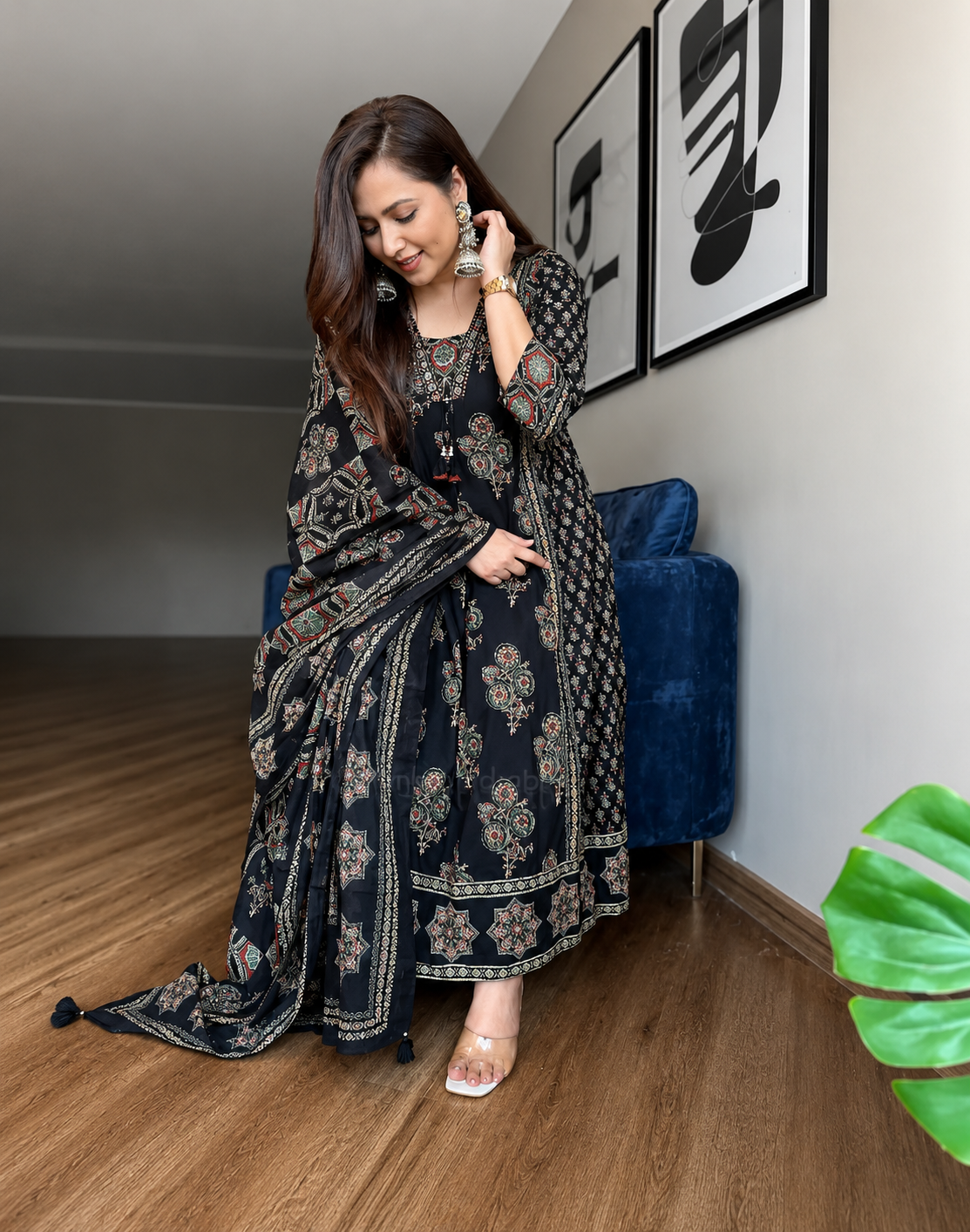 Very Glamorous Pure Mul Cotton Ajrakh Print suit Set