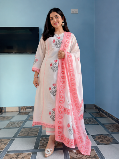 Very Elegant Pure Mul Cotton Floral Suit Set