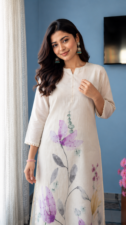 Very Lovely Pure Linen Floral Suit Set