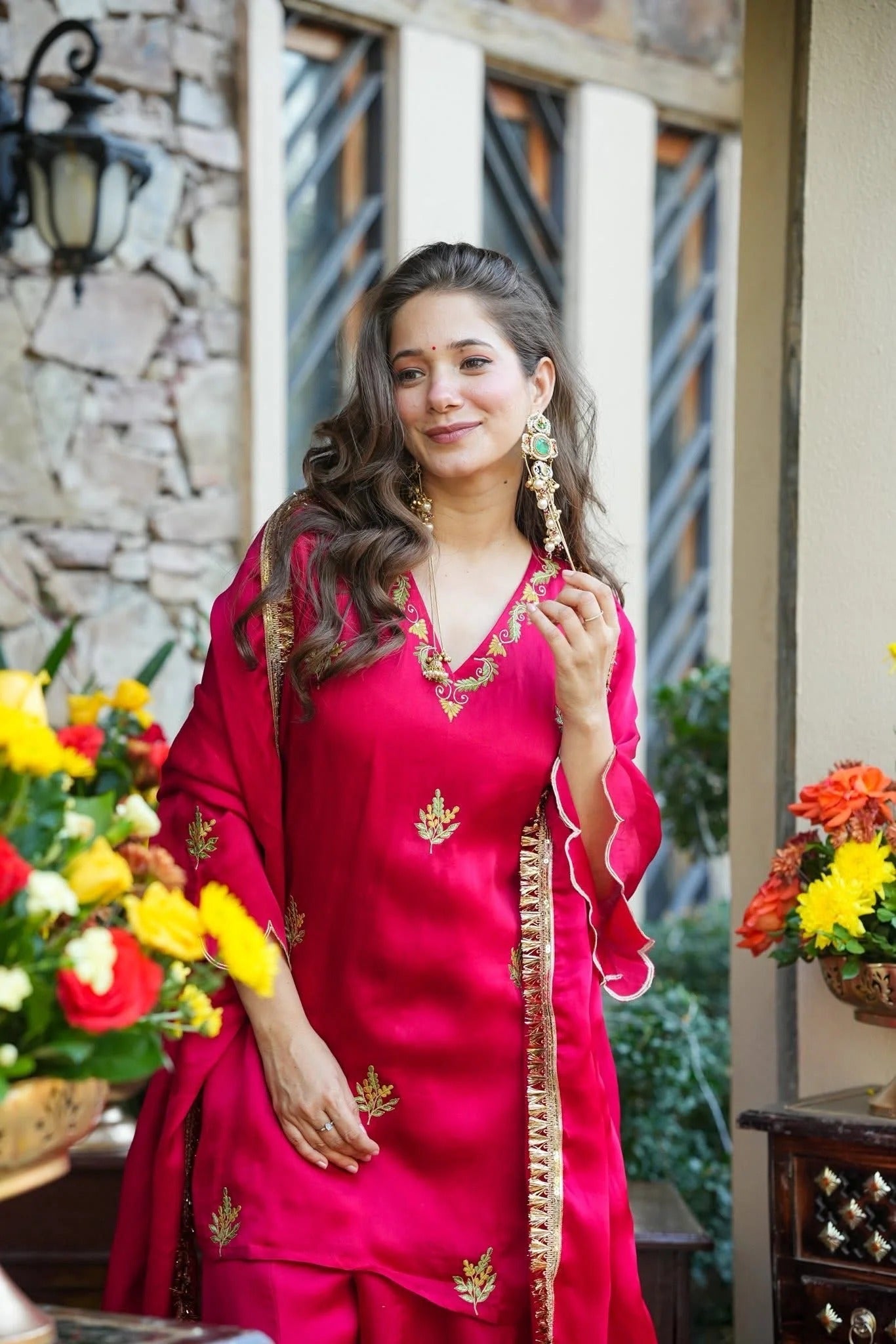 Maharani Pink Embroidered Sharara Suit Set