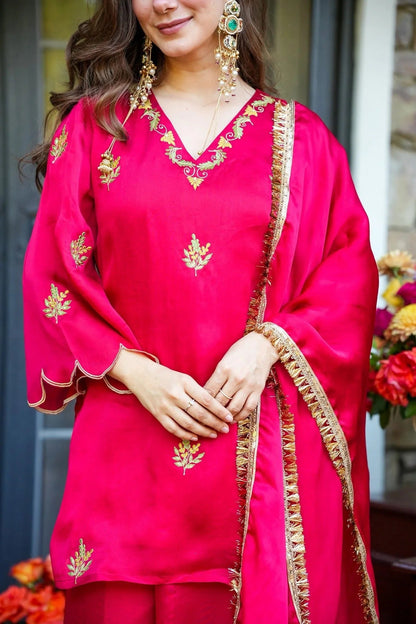 Maharani Pink Embroidered Sharara Suit Set