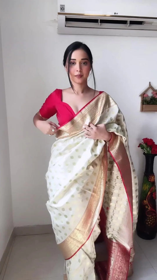 Trending 1 Min Ready To Wear Soft Silk Saree With Blouse